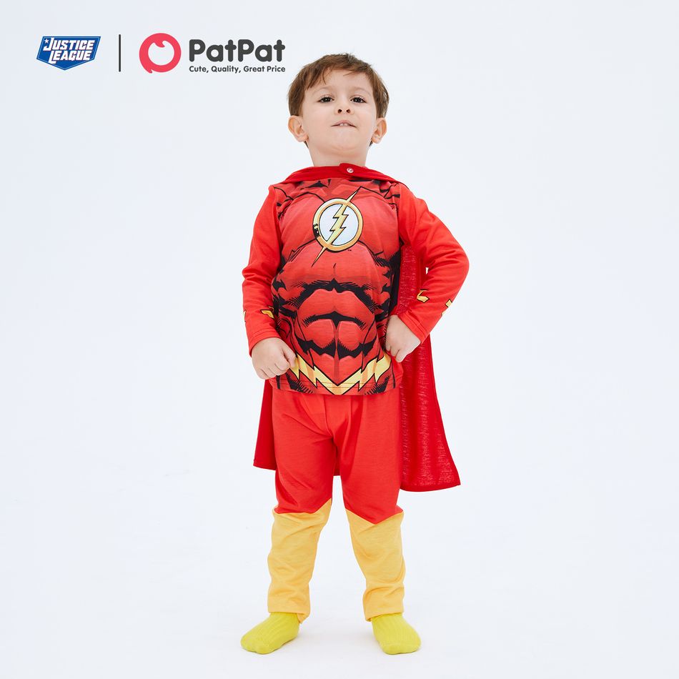 Justice League Toddler Boy/Girl Super Heroes Cosplay Costume With Hooded Cloak and Face Mask Red big image 7