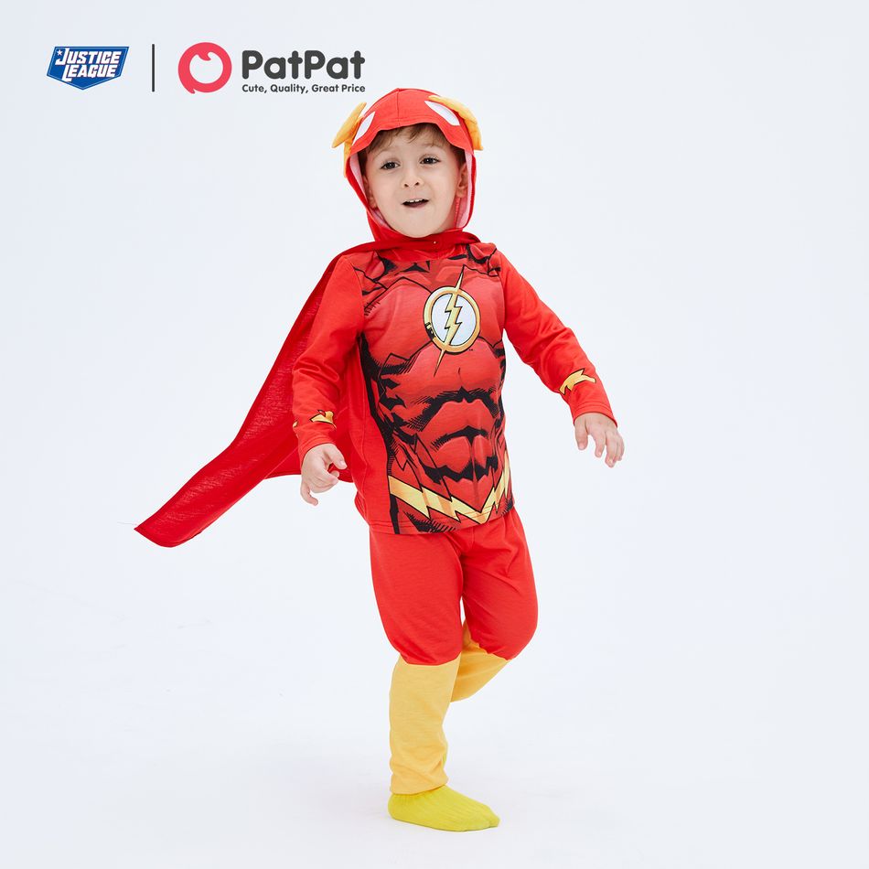 Justice League Toddler Boy/Girl Super Heroes Cosplay Costume With Hooded Cloak and Face Mask Red big image 4