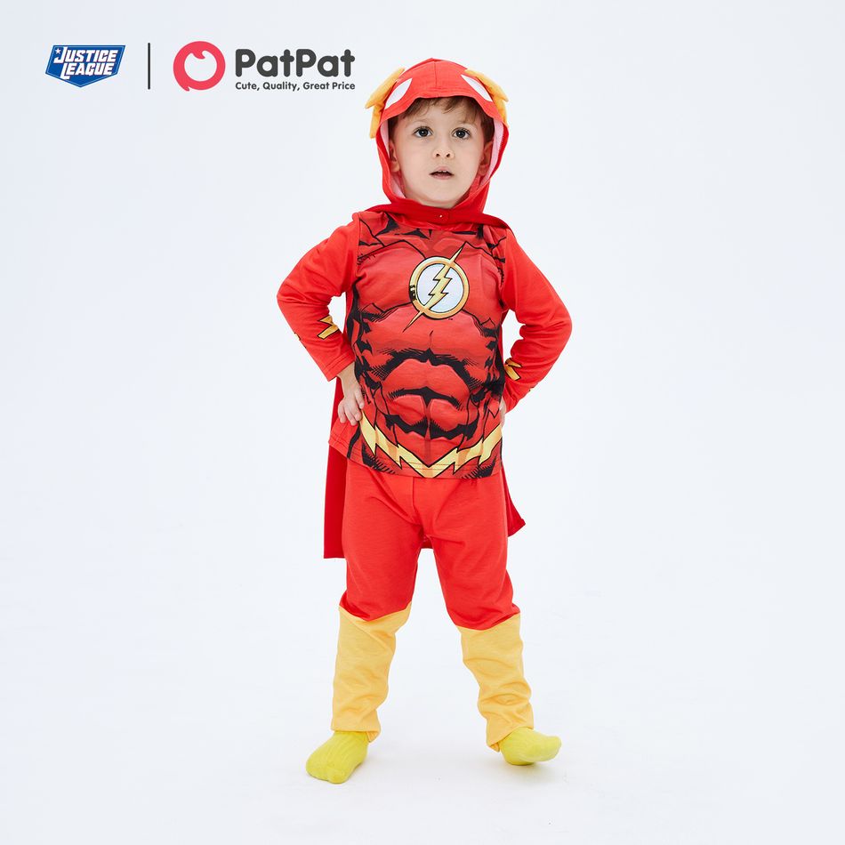 Justice League Toddler Boy/Girl Super Heroes Cosplay Costume With Hooded Cloak and Face Mask Red big image 11