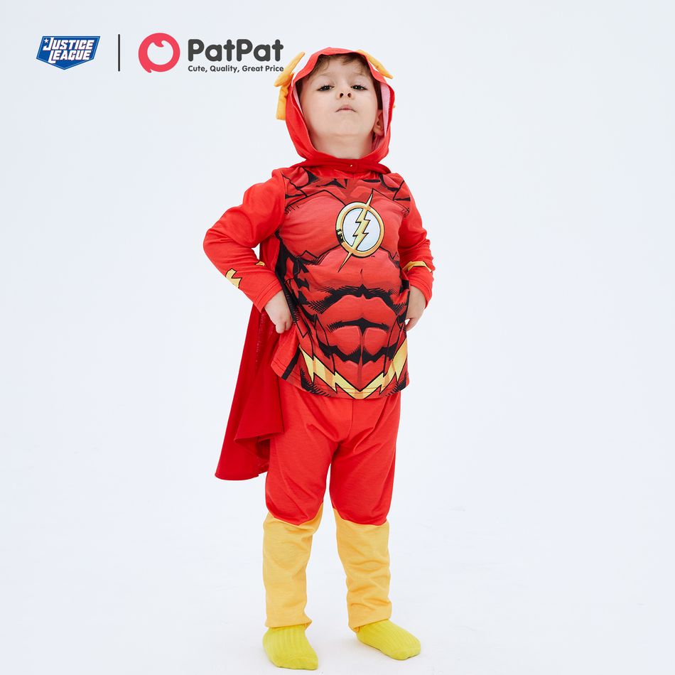 Justice League Toddler Boy/Girl Super Heroes Cosplay Costume With Hooded Cloak and Face Mask Red big image 2