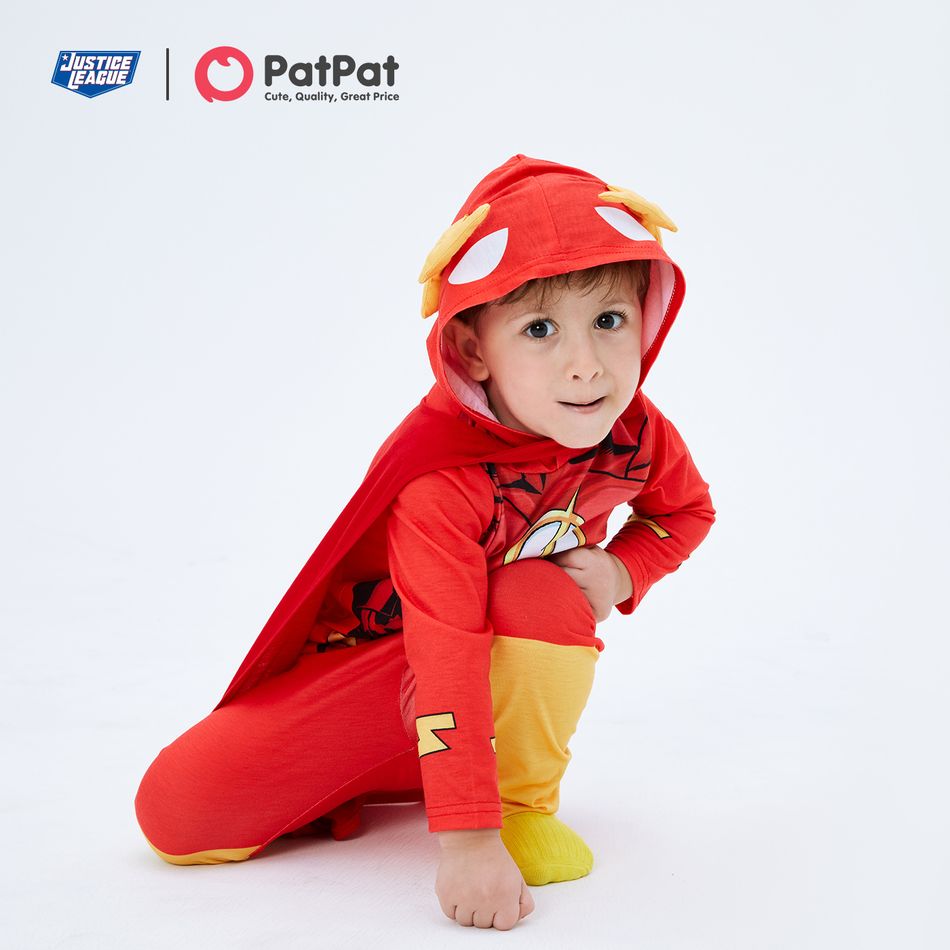 Justice League Toddler Boy/Girl Super Heroes Cosplay Costume With Hooded Cloak and Face Mask Red big image 5
