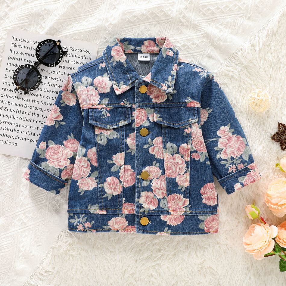 Toddler Classic Flower Denim Coats & Jackets Blue