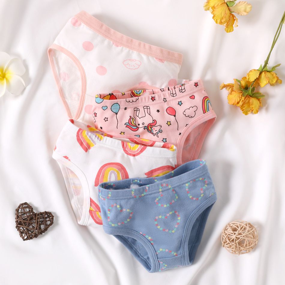 4-Pack Toddler Girl Heart/Unicorn/Rainbow/Cloud Print Briefs Underwear Multi-color