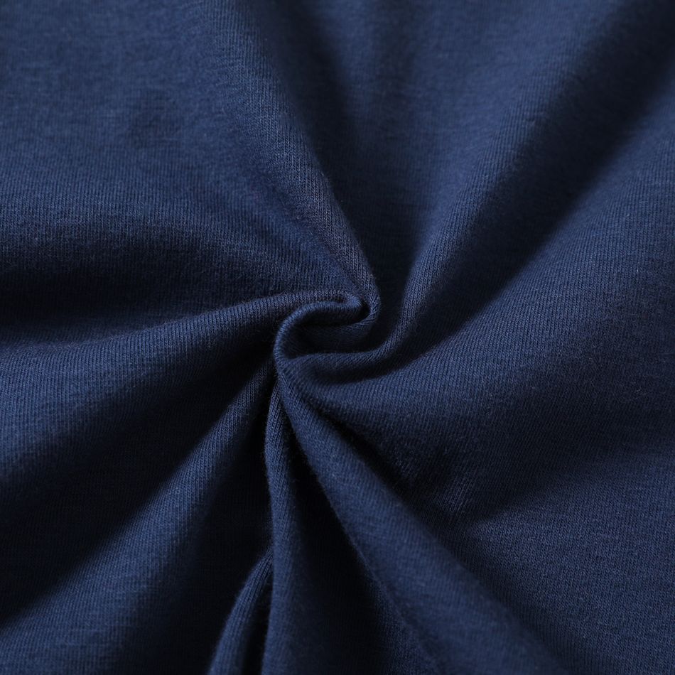 Kid Boy Button Design Stripe/ Dark Blue Short-sleeve Henley Shirt Tibetanblue big image 6