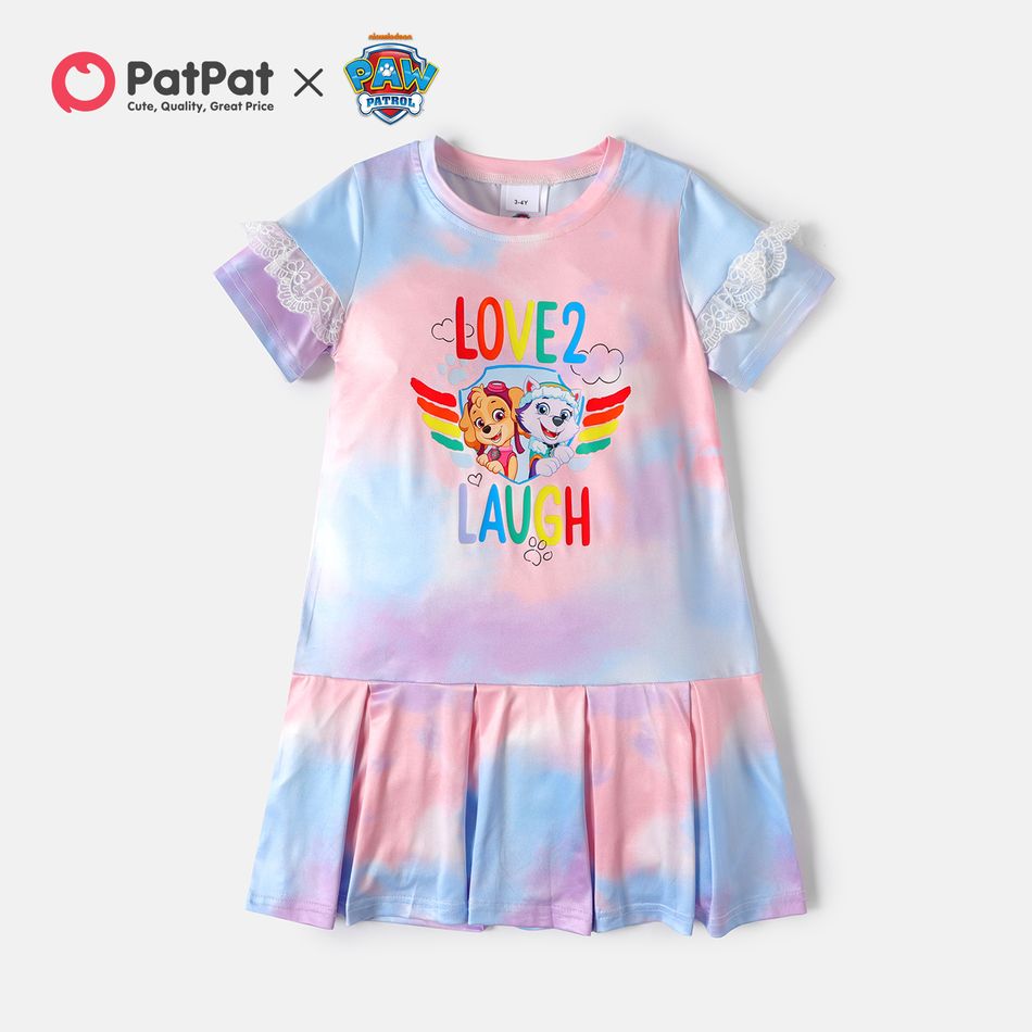 PAW Patrol Toddler Girl Rainbow Cotton Tie-dye Dress Pink