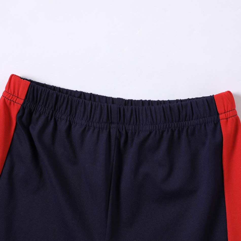 2-piece Kid Boy Basketball/Football Print Short-sleeve Tee and Elasticized Shorts Set Red big image 5
