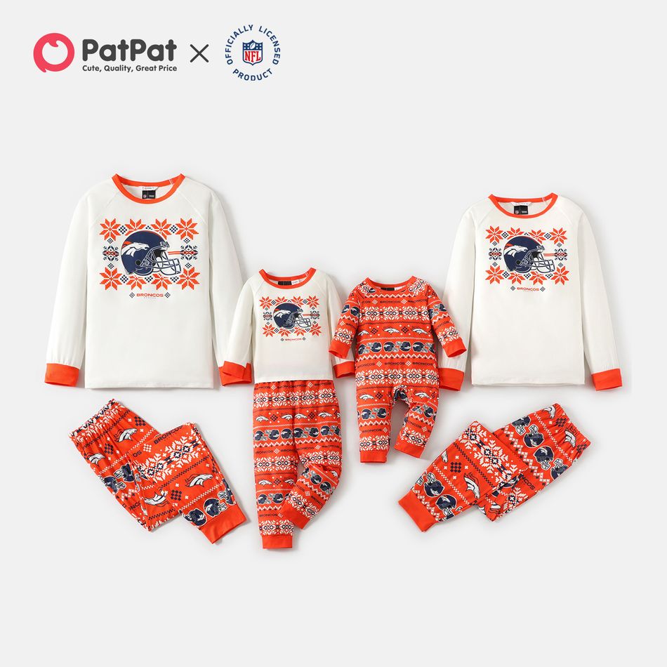 NFL Family Matching BRONCOS Graphic Top and Allover Pants Pajamas Sets TenderYellow