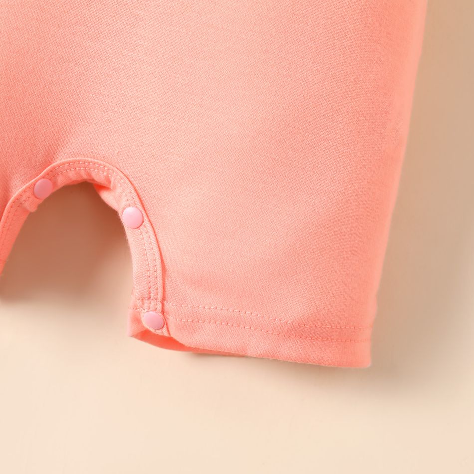 Baby Girl Rabbit Print Short-sleeve Romper Pink big image 4