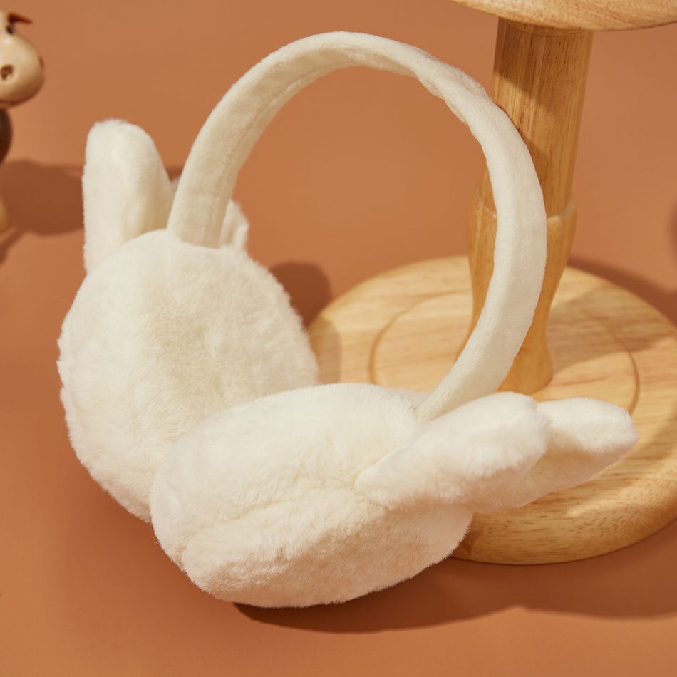Toddler / Kid Winter Rabbit Earmuffs Warm Plush Foldable Outdoor Ear Warmers Ear Muffs White big image 5