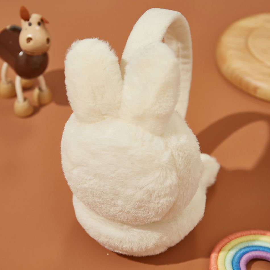 Toddler / Kid Winter Rabbit Earmuffs Warm Plush Foldable Outdoor Ear Warmers Ear Muffs White