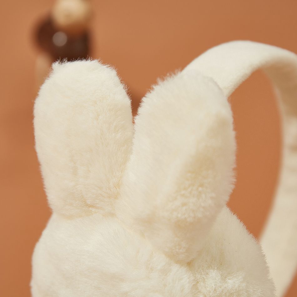 Toddler / Kid Winter Rabbit Earmuffs Warm Plush Foldable Outdoor Ear Warmers Ear Muffs White