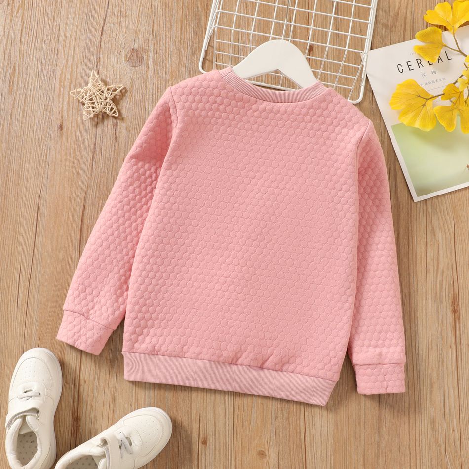 Kid Boy/Kid Girl Casual Textured Solid Color Pullover Sweatshirt Pink big image 3
