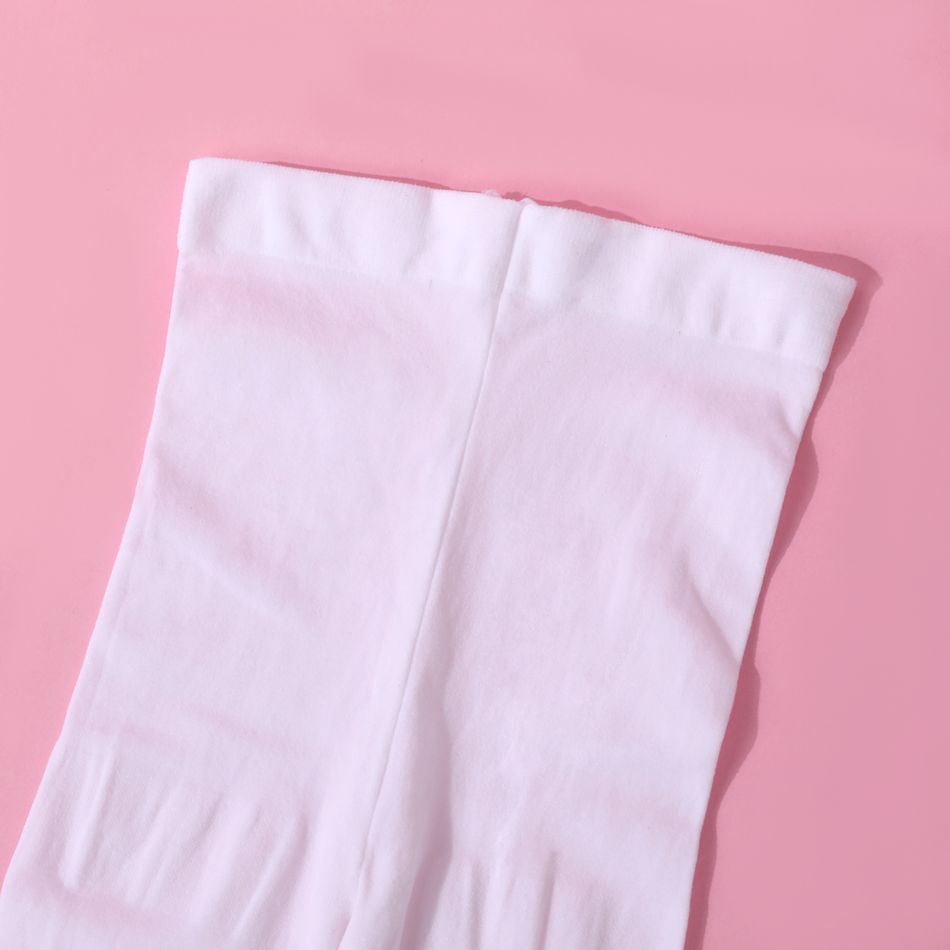 meia-calça com acabamento em renda de cor pura para bebês / crianças para meninas Branco big image 4