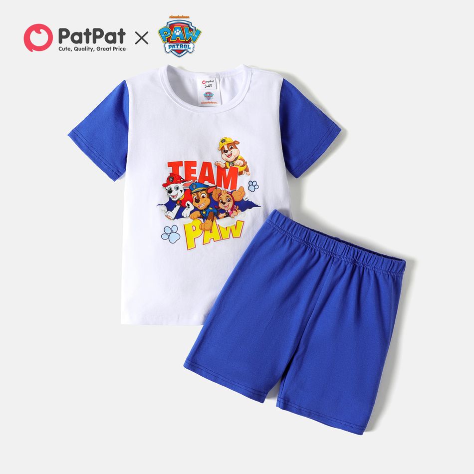 PAW Patrol 2-piece Toddler Boy Cotton Colorblock Tee and Solid Shorts Set White