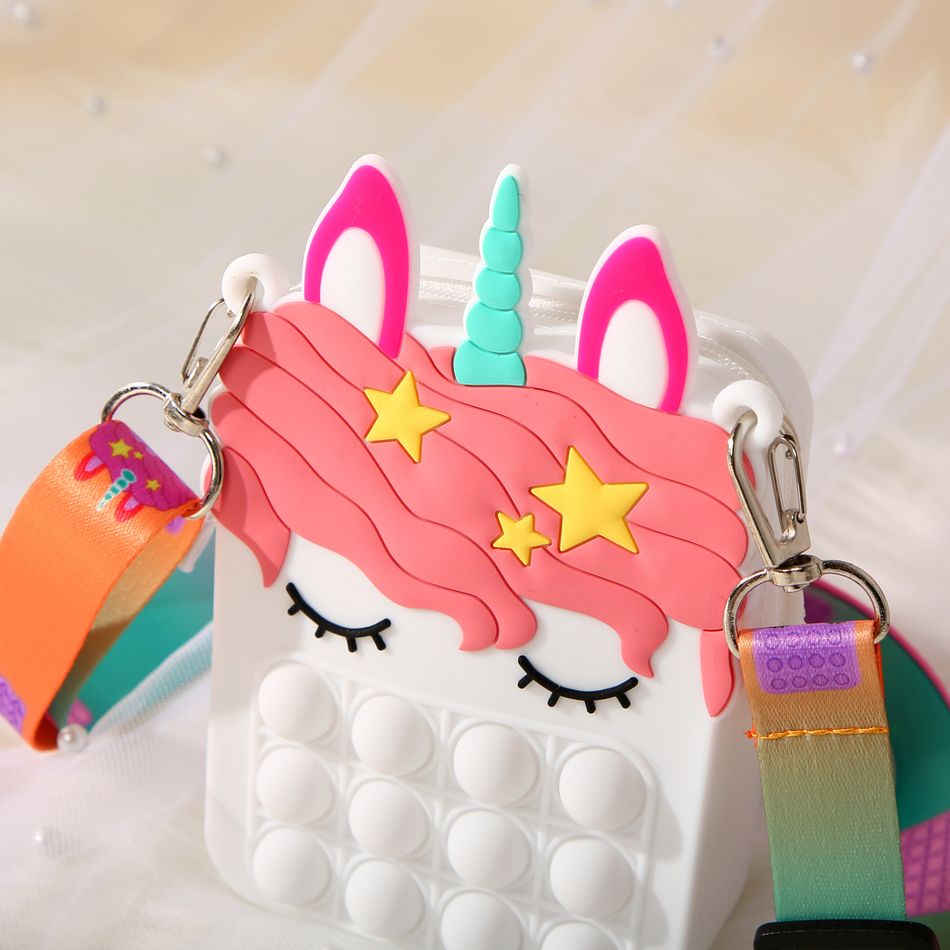 Toddler / Kid Cartoon Unicorn Silicone Coin Purse Crossbody Shoulder Bag for Girls White big image 7