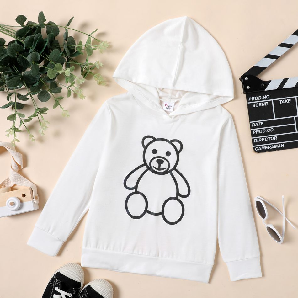 Kid Boy Reflective Laser Bear Design Casual Hoodie Sweatshirt Creamy White