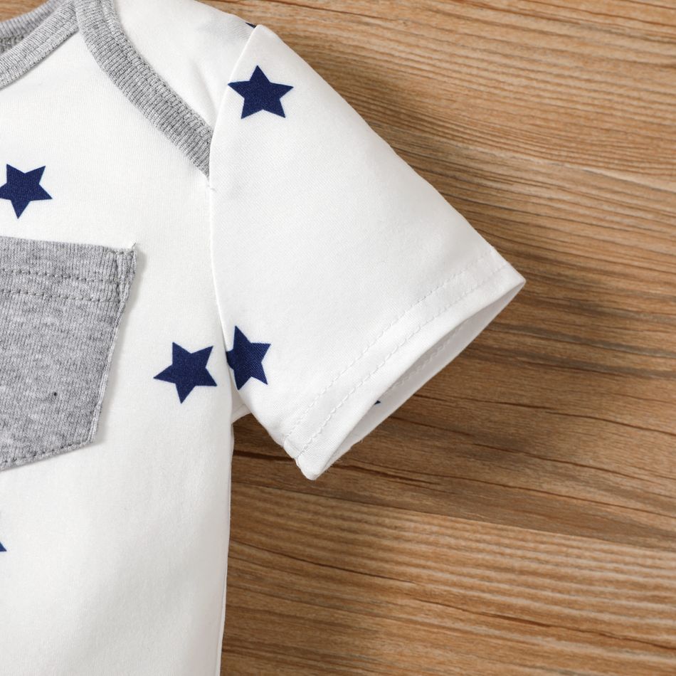 Baby Boy/Girl Stars/Striped Short-sleeve Romper White big image 4