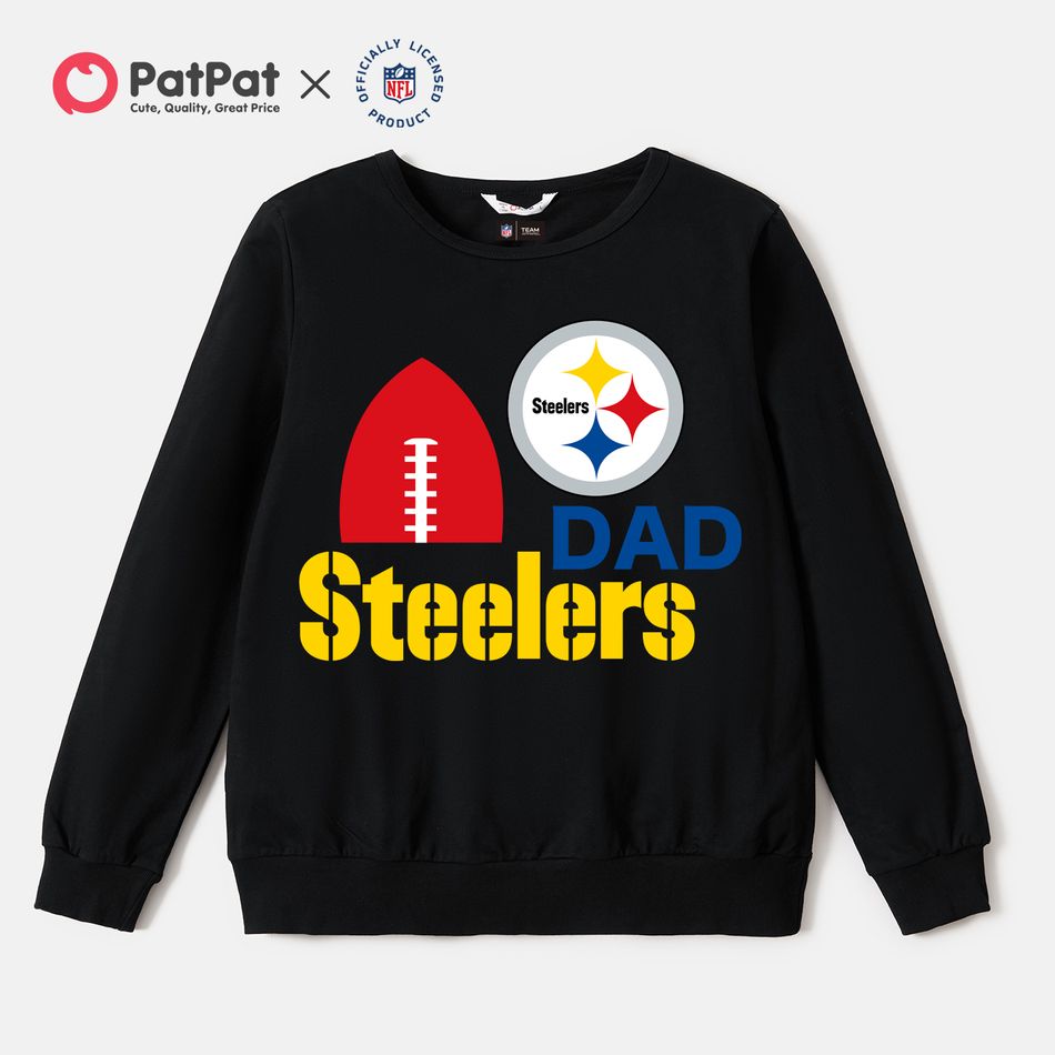 NFL Family Matching Steelers Cotton Pullover Sweatshirts Black big image 2