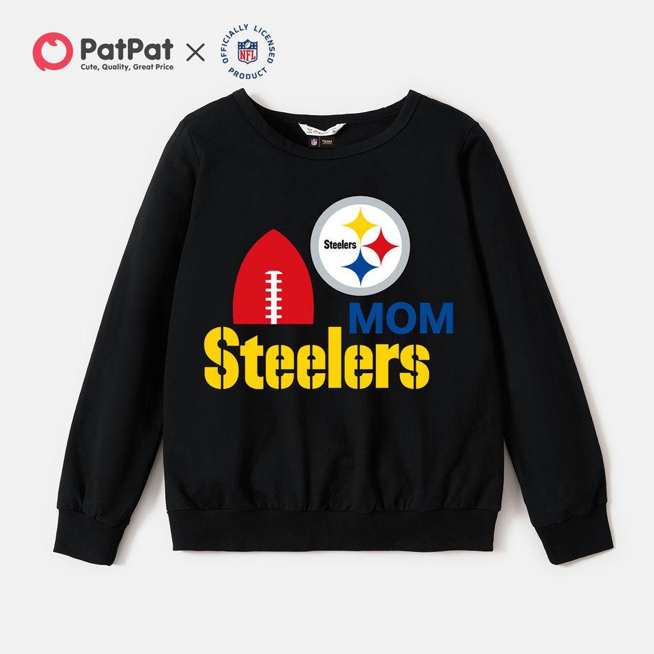 NFL Family Matching Steelers Cotton Pullover Sweatshirts Black big image 3