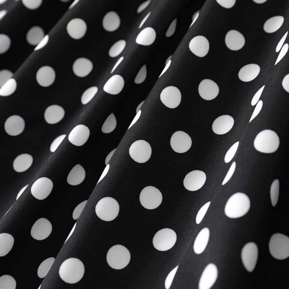 Kid Girl Polka dots Belted Sleeveless Halter Dress Black&White big image 5