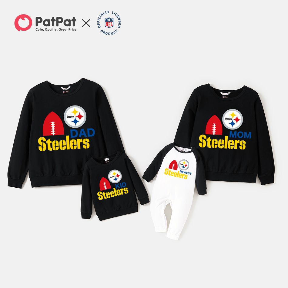 NFL Family Matching Steelers Cotton Pullover Sweatshirts Black big image 1