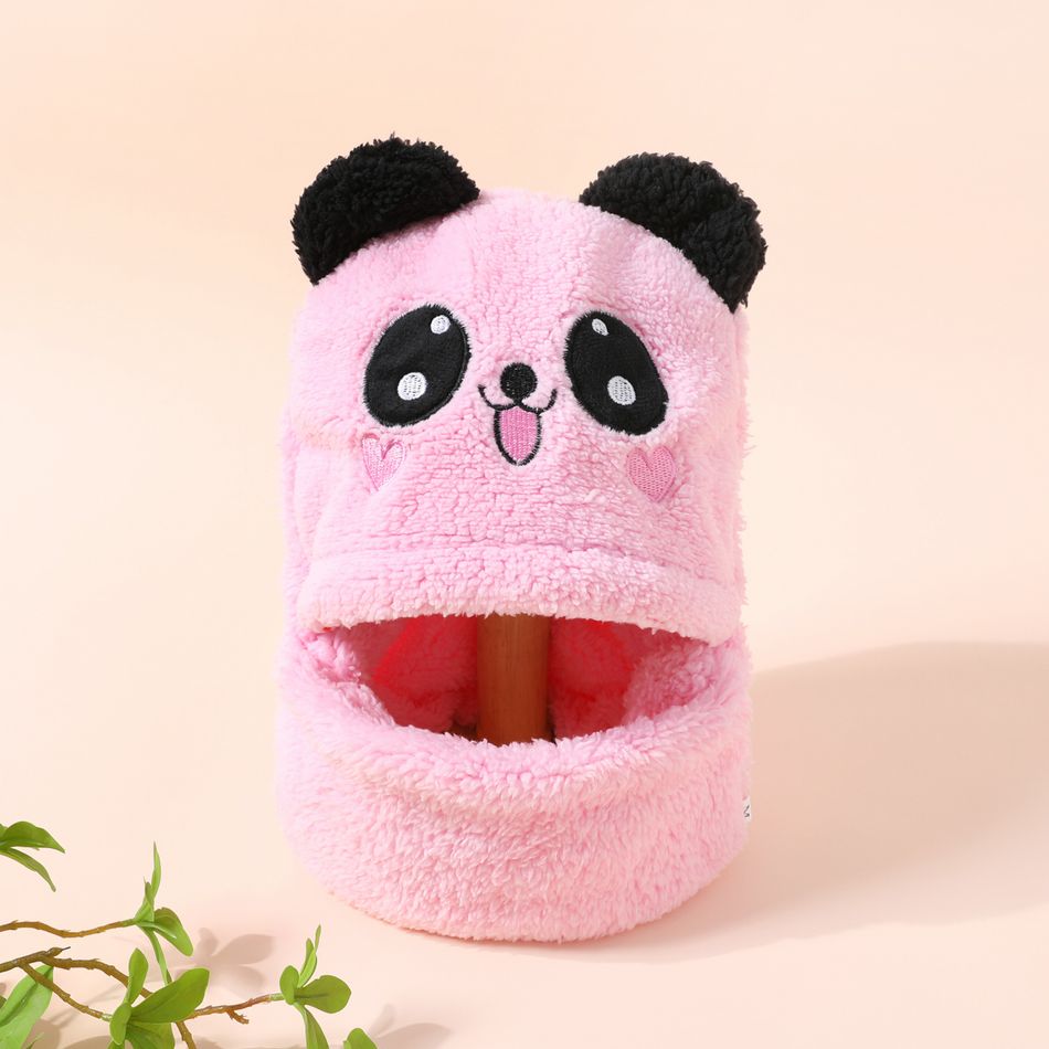 Baby / Toddler Cartoon Bear 2 In 1 Winter Hat & Scarf Set Face Neck Warmer Beanie Hat Scarf Earflap Hood Scarves Pink