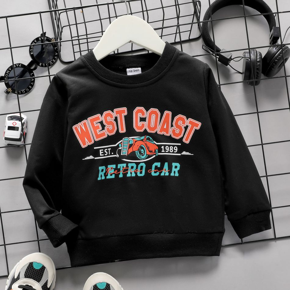 Toddler Boy Letter Number Print Casual Long-sleeve Tee Color-A