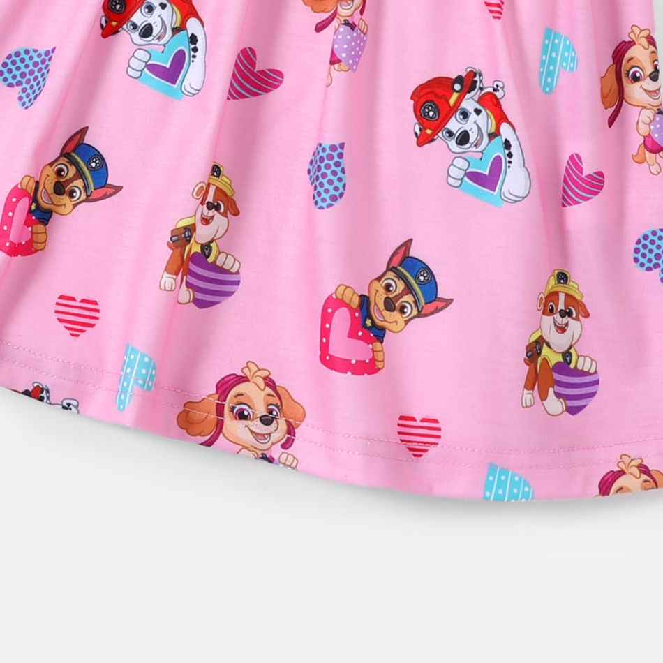 PAW Patrol Toddler Girl Bowknot and Heart Print Tank Dress Pink big image 3