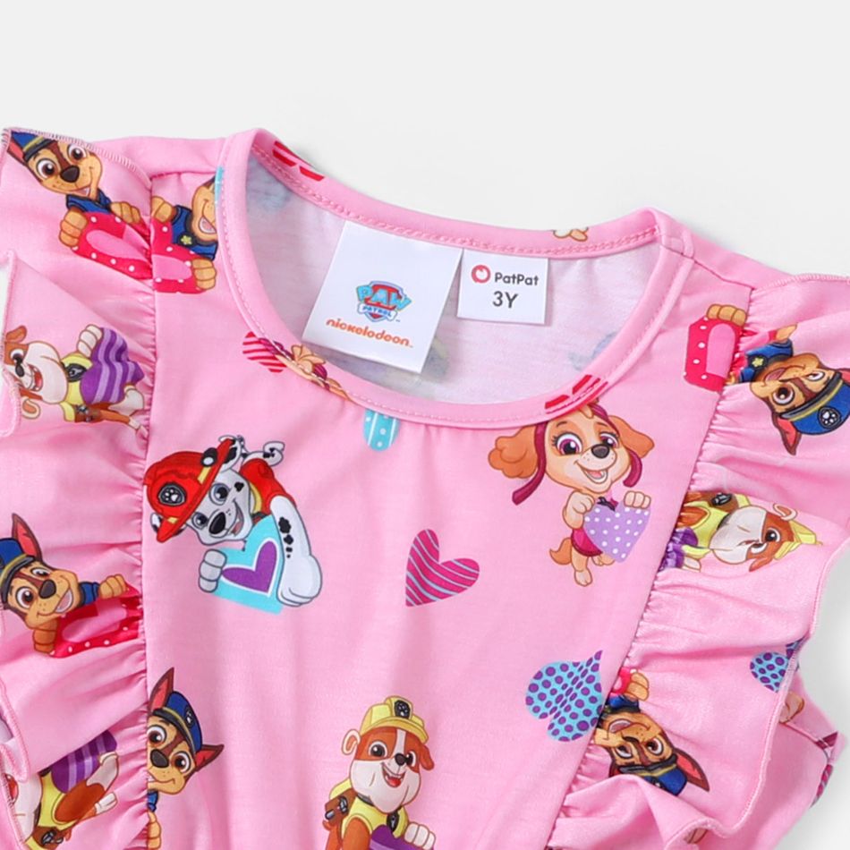 PAW Patrol Toddler Girl Bowknot and Heart Print Tank Dress Pink big image 5
