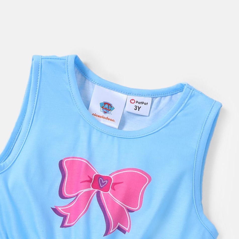 PAW Patrol Toddler Girl Mother's Day Bowknot and Heart Print Tank Dress Blue big image 4