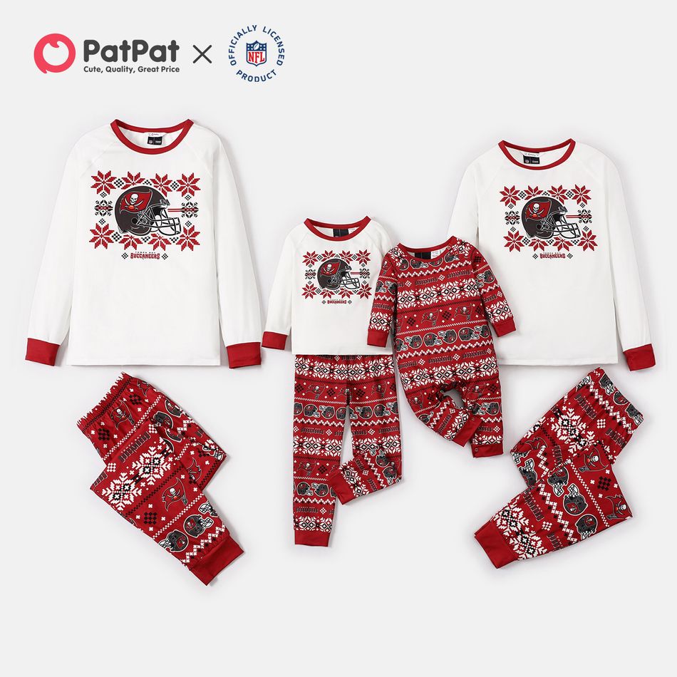 NFL Family Matching BUCCANEERS Top and Allover Pants Pajamas Sets REDWHITE big image 1
