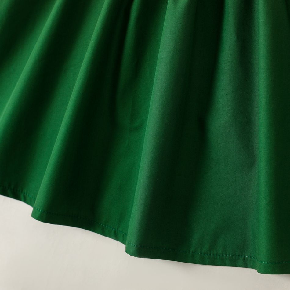 Toddler Girl 3D Floral Design Back V Neck Solid Color Sleeveless Dress Green big image 3