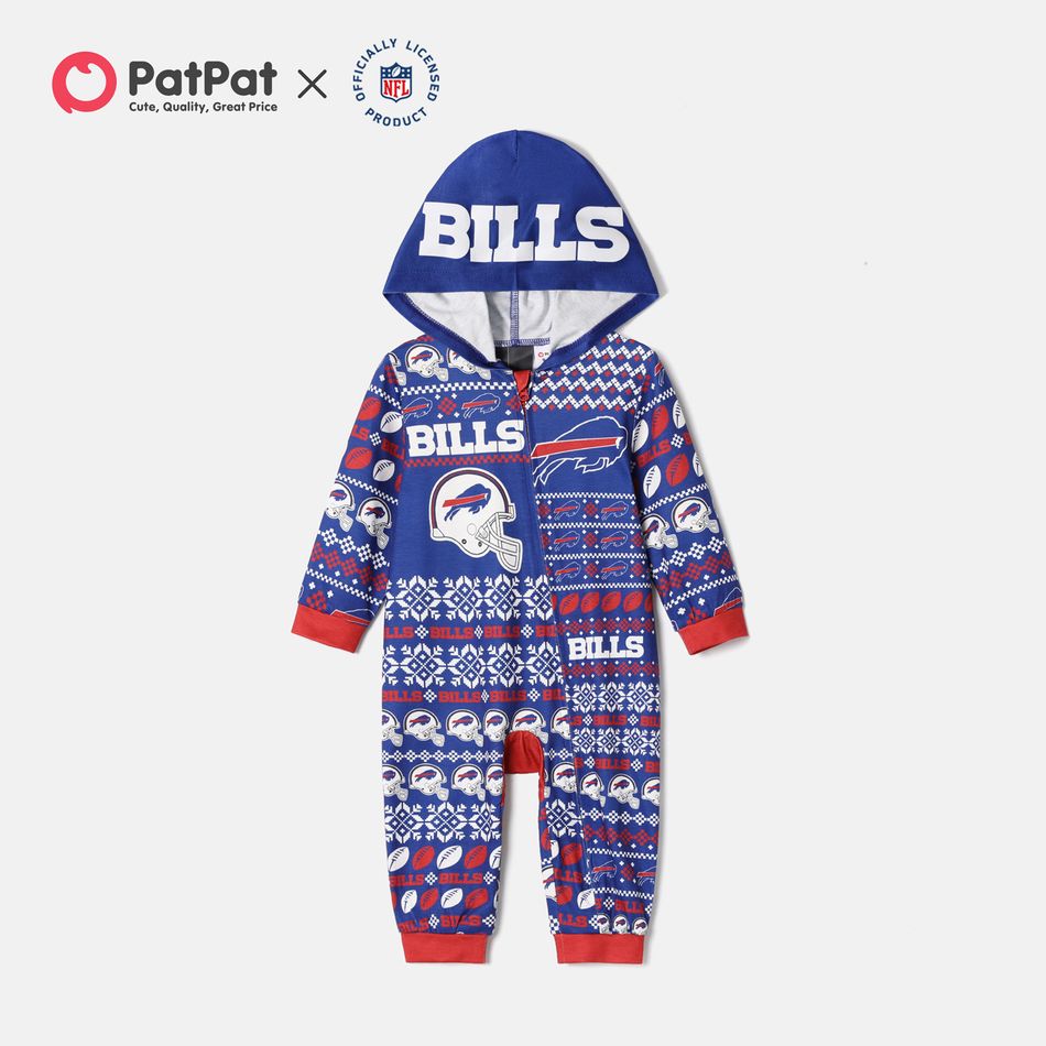 NFL Family Matching BILLS Blue Zip-up Hooded Pajamas Onesies Navy big image 6