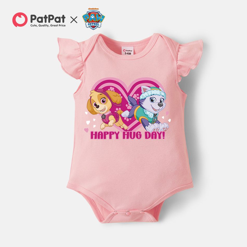 PAW Patrol Little Girl Heart Print Flounce Cotton Bodysuit Pink