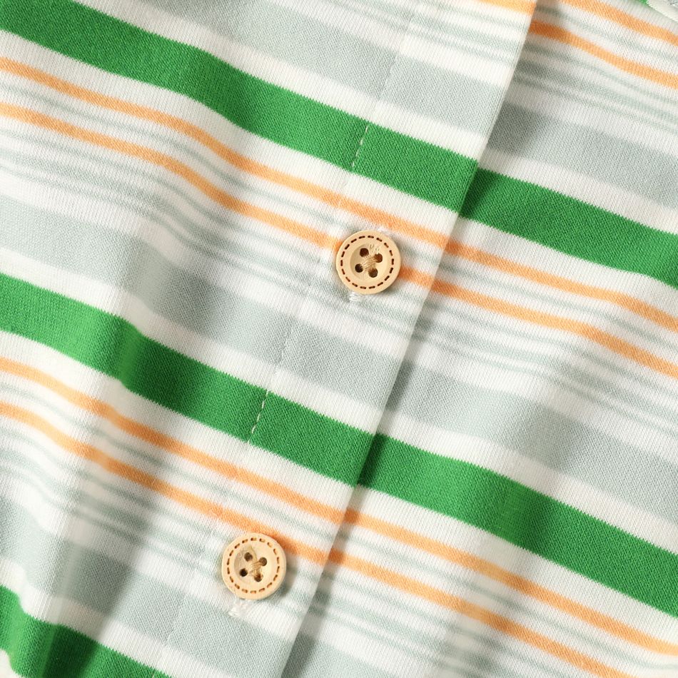 Toddler Girl Stripe Button Design Tie Knot Camisole Green big image 4