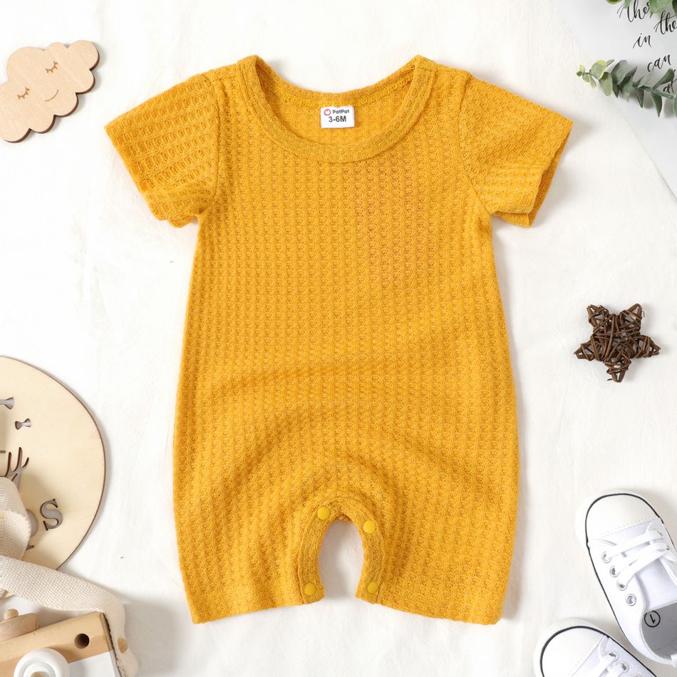 Baby Boy/Girl Colorblock Knitted Short-sleeve Romper Ginger