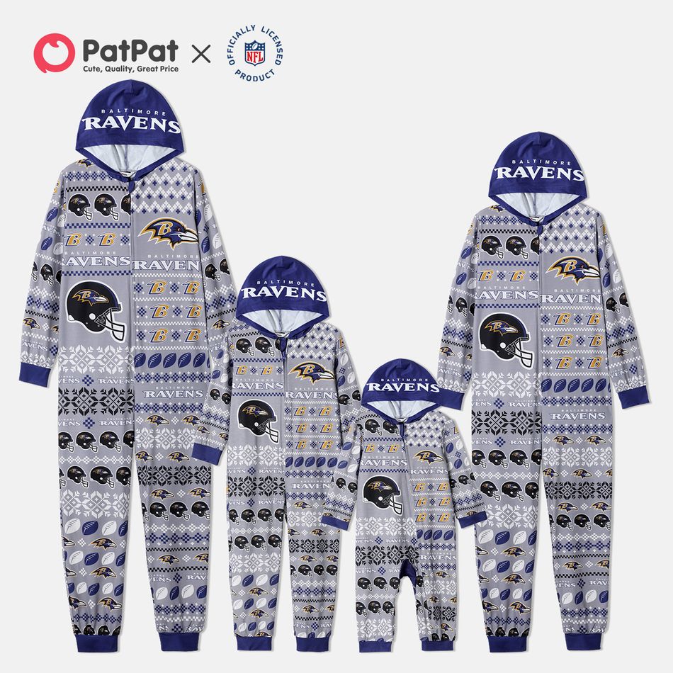 NFL Family Matching Baltimore Ravens Zip-up Hooded Onesies Azure