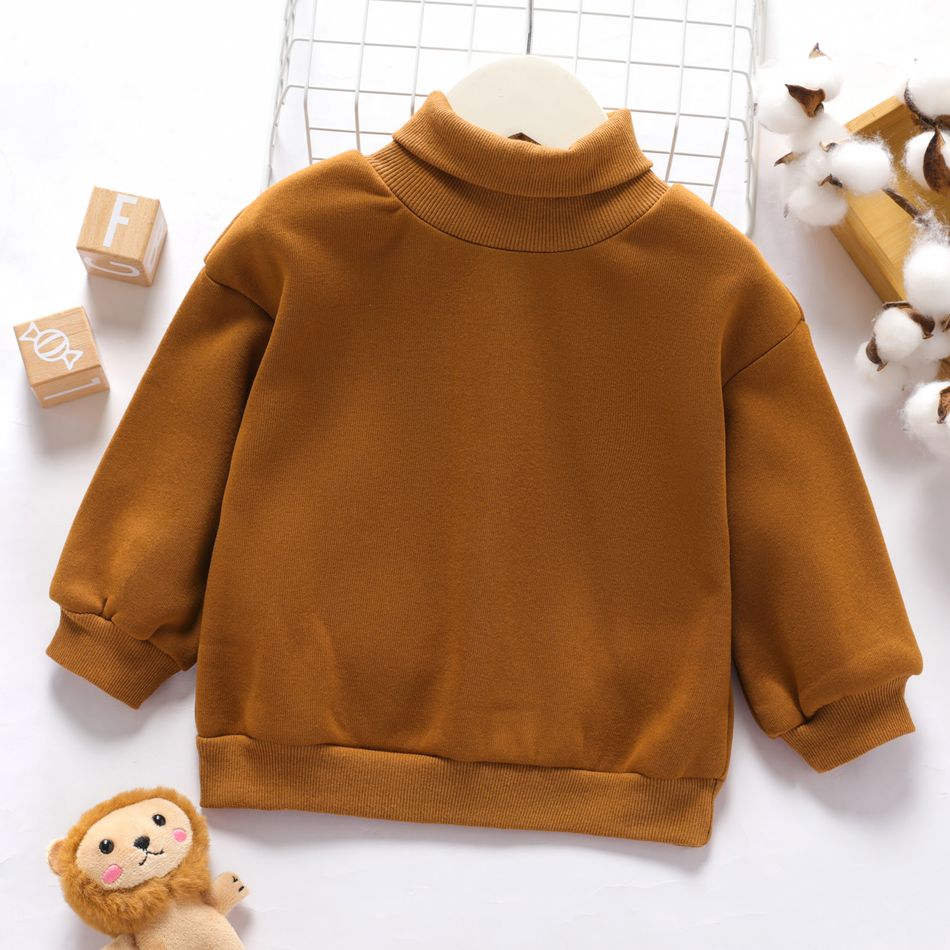 Toddler Boy Mock Neck Drop Shoulder Sweetheart Brown