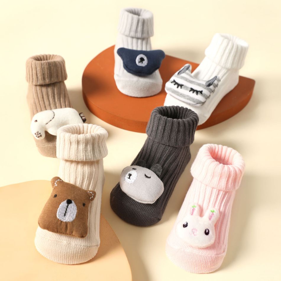 Baby / Toddler 100% Cotton Three-dimensional Cartoon Design Non-slip Ribbed Floor Socks Dark Grey big image 6