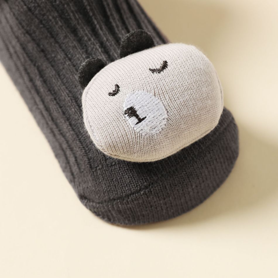 Baby / Toddler 100% Cotton Three-dimensional Cartoon Design Non-slip Ribbed Floor Socks Dark Grey big image 3