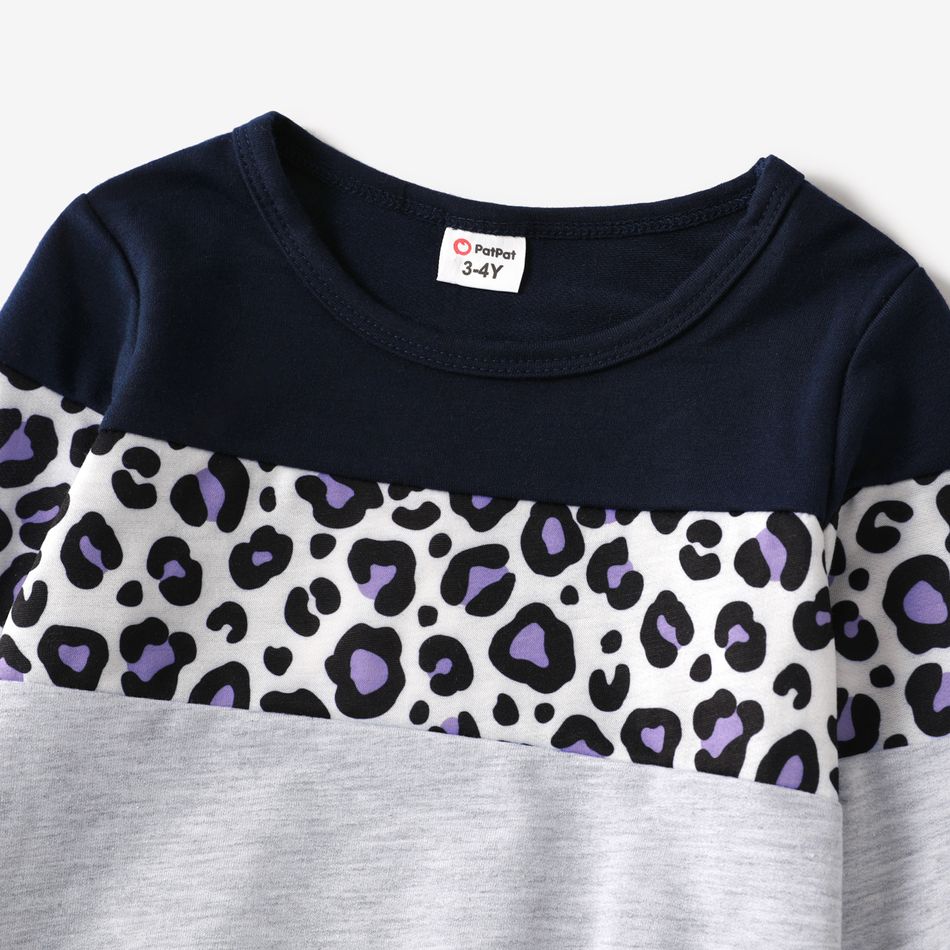 Leopard and Colorblock Long-sleeve Hoodies Family Matching Sweatshirts Color block big image 8