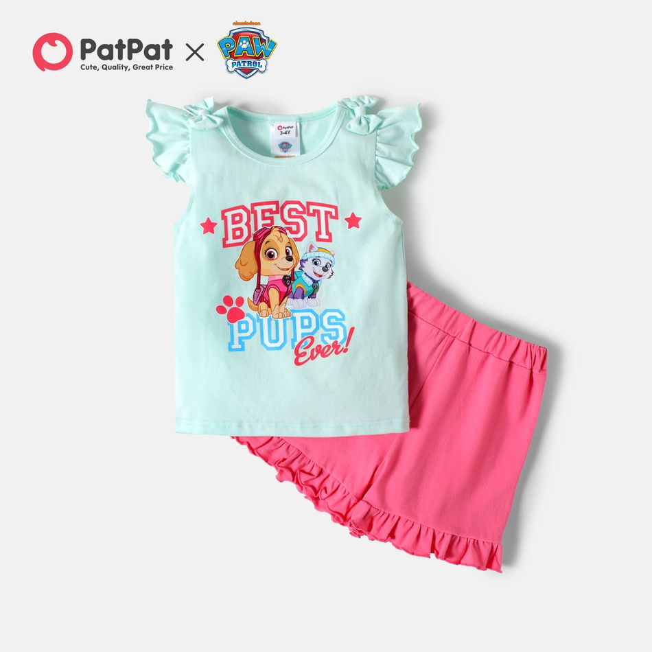 PAW Patrol 2-piece Toddler Girl Best Pups Cotton Tee and Shorts Set Turquoise big image 1