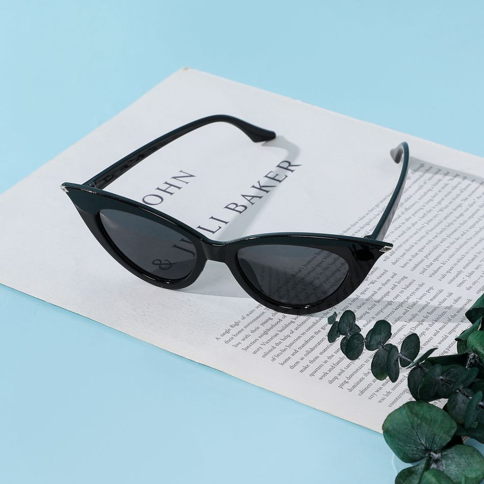 Kids Glasses Vintage Narrow Cat Eye Plastic Frame Decorative Glasses Black big image 1