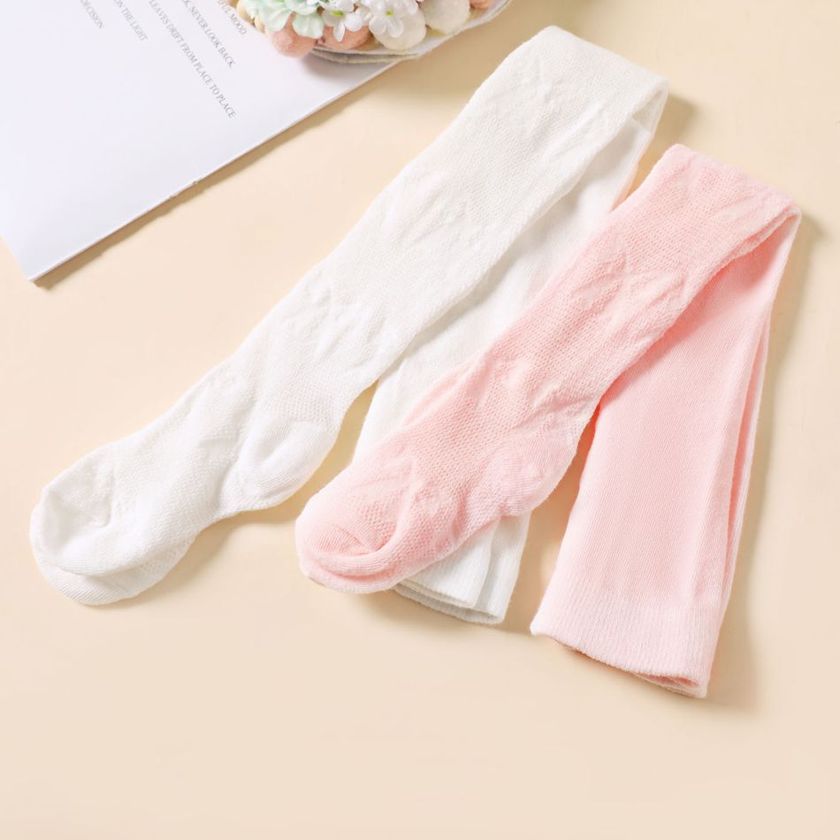 Baby / Toddler Pure Color Bow Pattern Pantyhose for Girls White big image 3