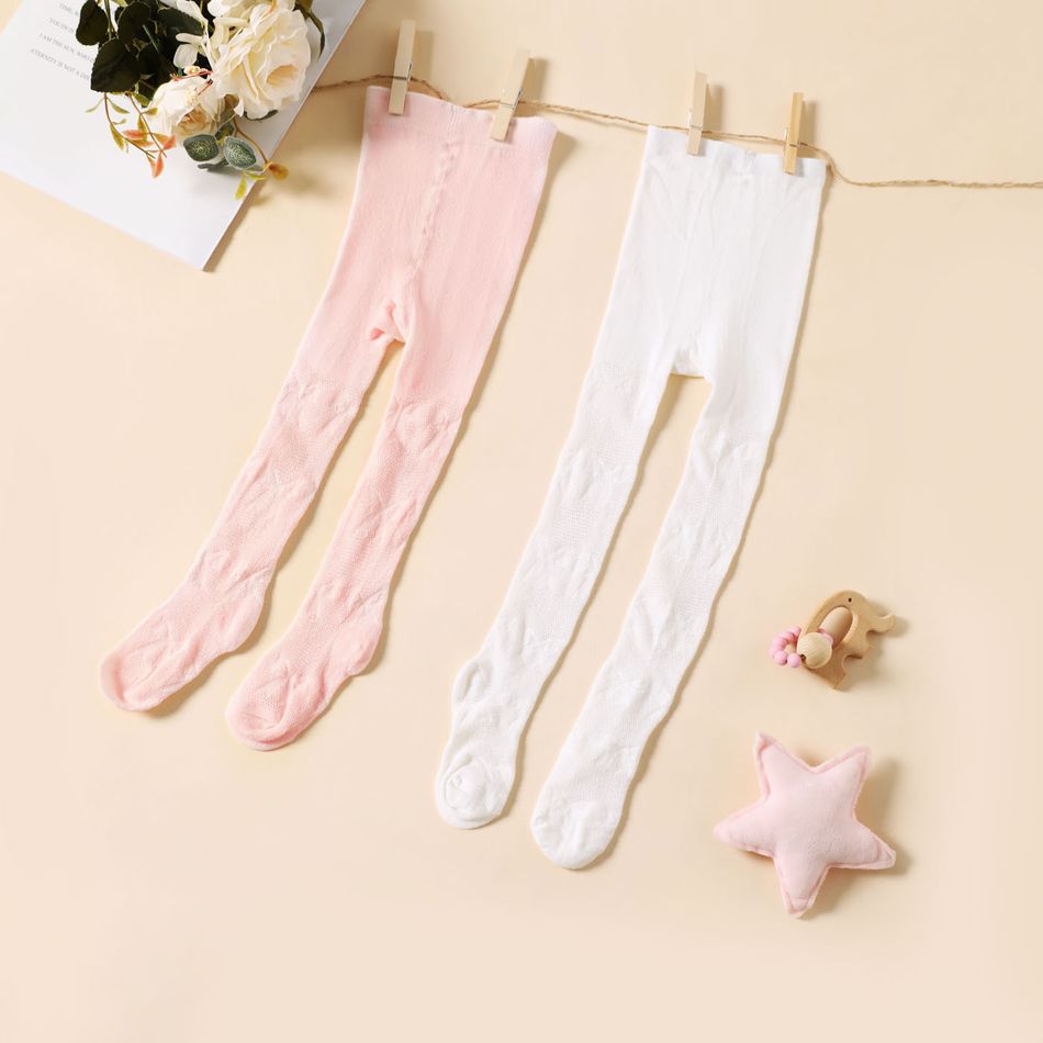 meia-calça de padrão de arco de cor pura de bebê / criança para meninas Branco big image 4