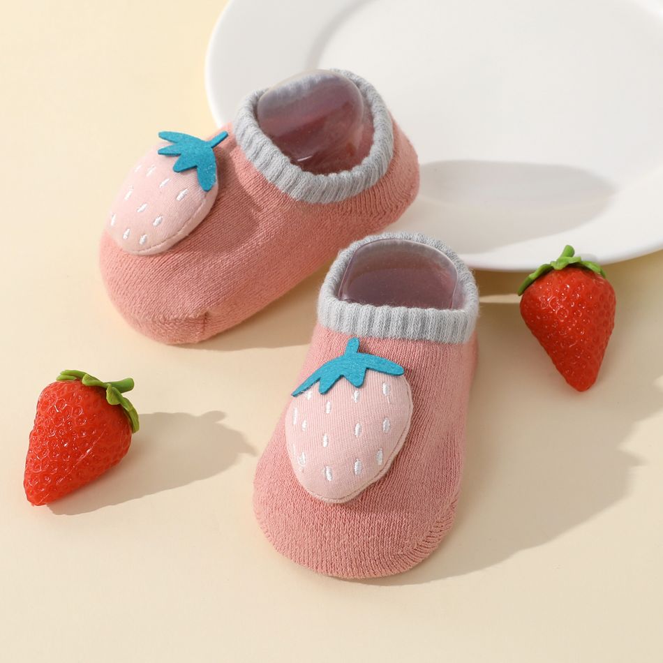 Baby / Toddler Three-dimensional Cartoon Fruit Decor Winter Terry Socks Pink