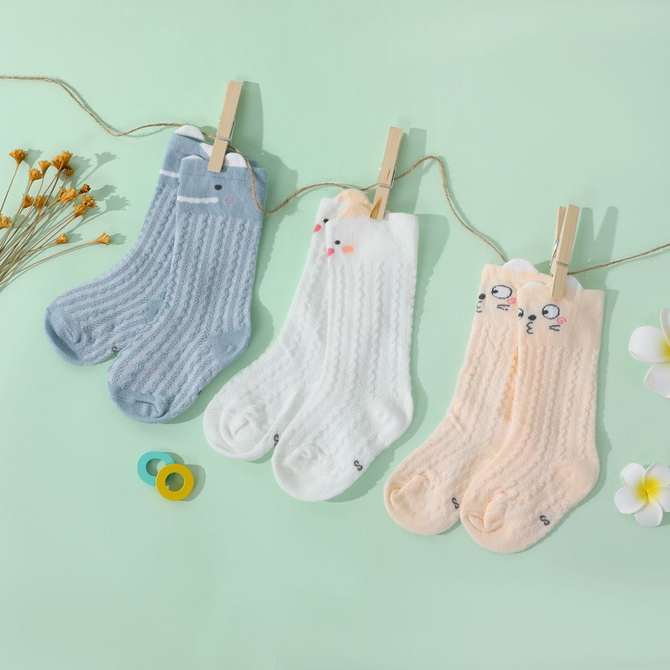 Baby / Toddler Mesh Panel Cartoon Socks Stockings Champagne