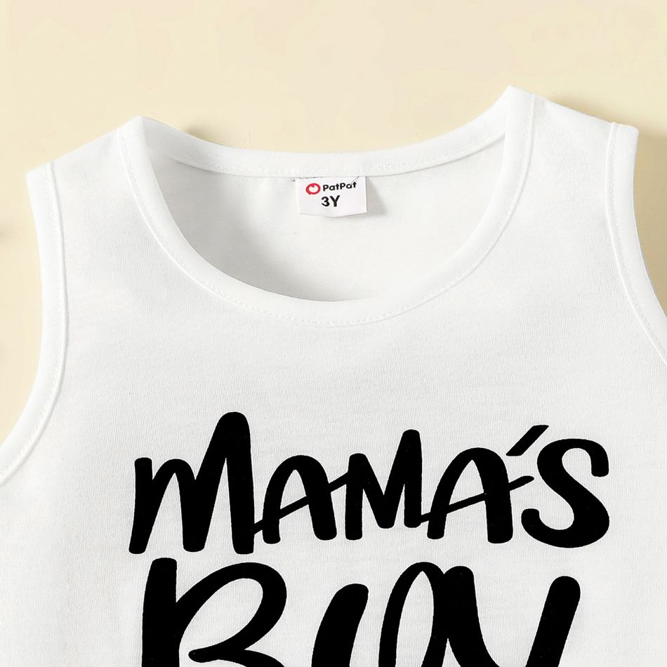 2-piece Toddler Boy Letter Print Tank Top and Elasticized White big image 4