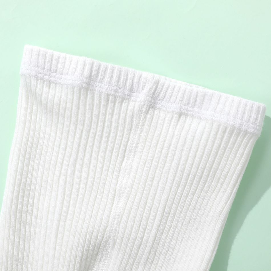 meia-calça canelada canelada com decoração de cenoura de cor pura para bebê / criança Branco big image 5