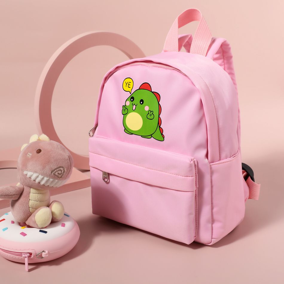 Kids Backpack Cute Cartoon Dinosaur Print Cloth Backpack Preschool Book Bag Pink